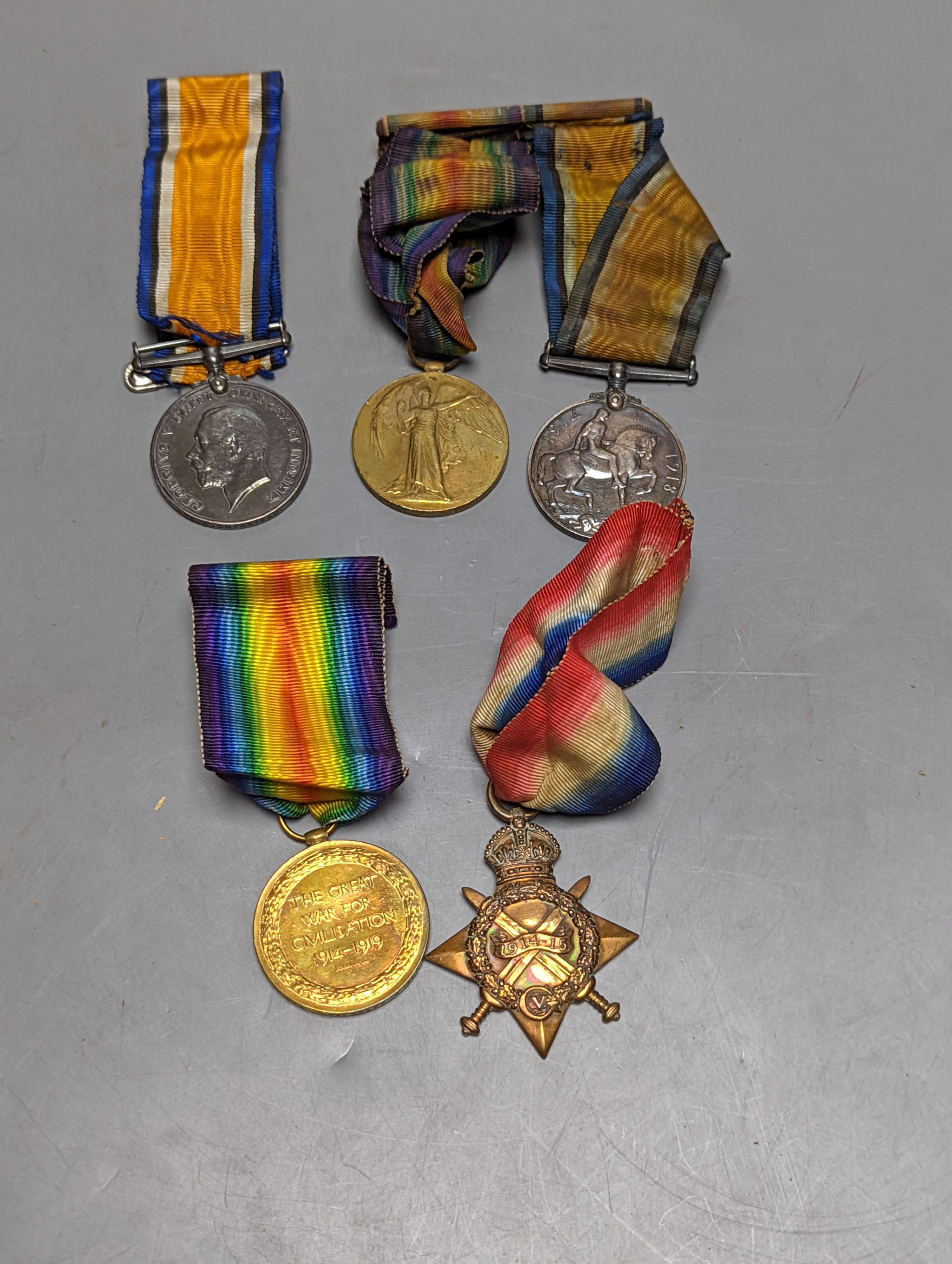 Five WWI medals to Pte. E. Harvey, SOM.L.I, 21622